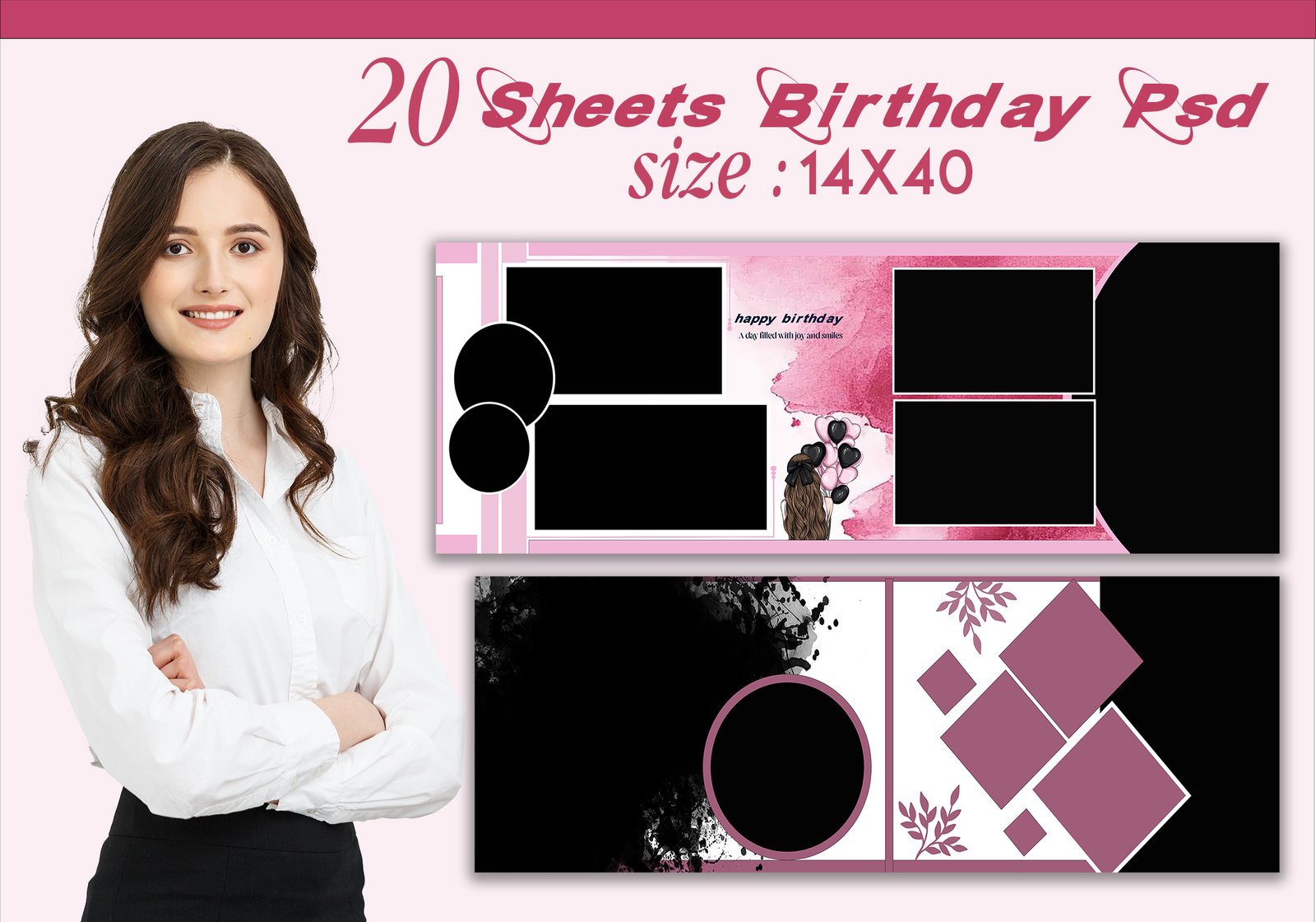 20 Sheets 14x40 Birthday PSD